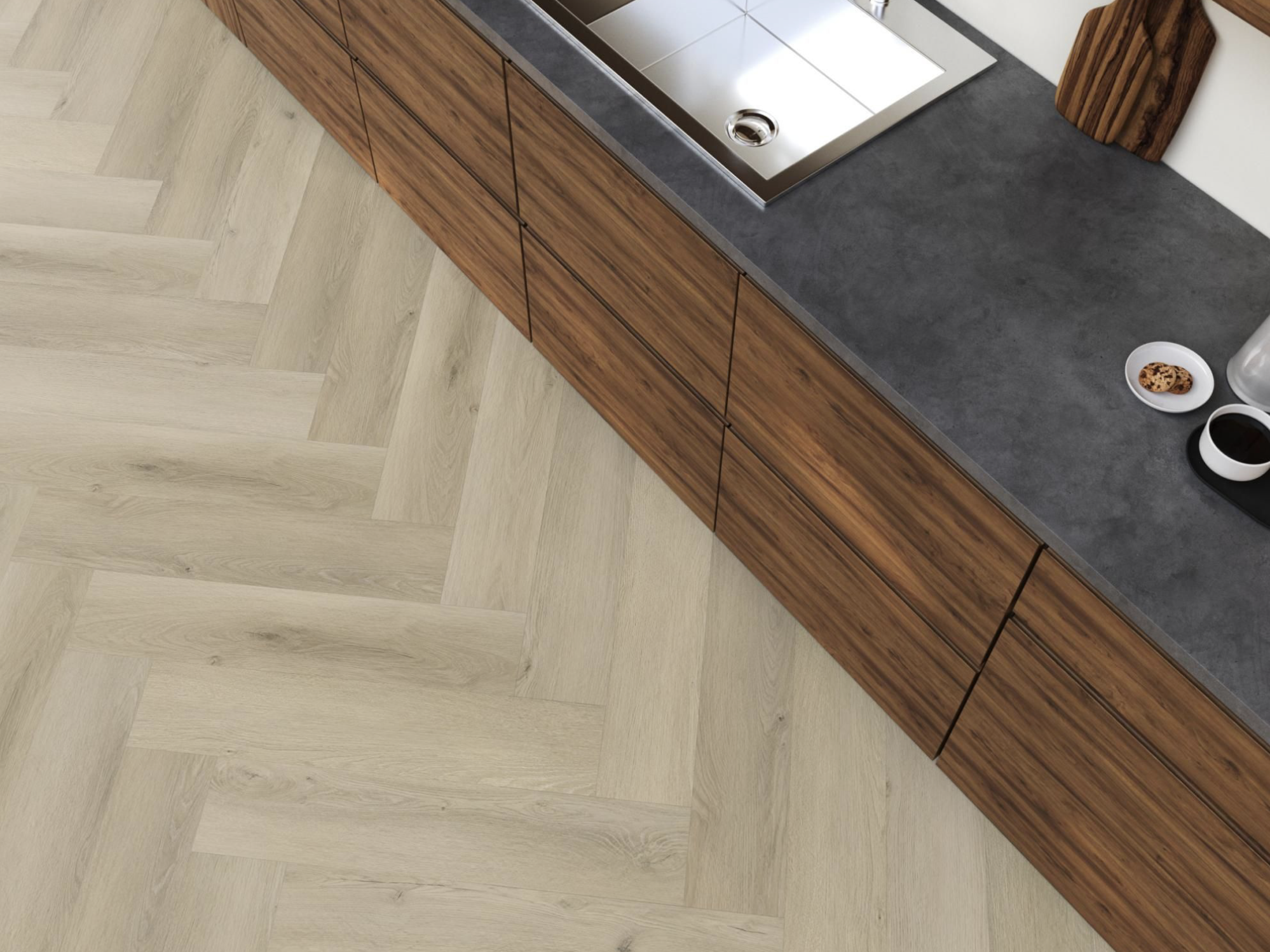 Floorlife YUP Mayfair herringbone warm oak EVC-plak - Afbeelding 3
